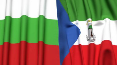 Bayraklar BÜLGARYA ve Eşitlikçi Guinea Gerçekçi kumaş dokusuyla