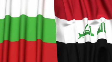 Gerçekçi kumaş dokusuna sahip BULGARIA ve IRAQ bayrakları