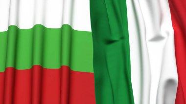 Gerçekçi kumaş dokusuna sahip BLGARIA ve İTALYA bayrakları