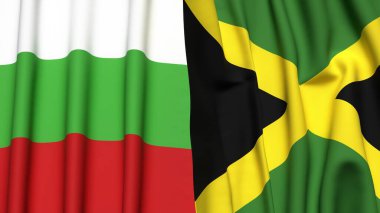 Gerçekçi kumaş dokusuna sahip BLGARIA ve JAMAICA bayrakları