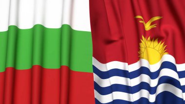 Gerçekçi kumaş dokusuna sahip Bülbül ve KIRIBATI bayrakları