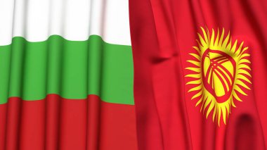 Gerçekçi kumaş dokusuna sahip BLGARIA ve KYRGYZSTAN bayrakları