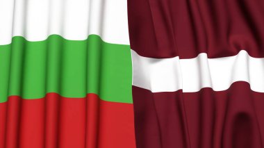 Gerçekçi kumaş dokusuna sahip BLGARIA ve LATVIA bayrakları