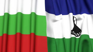 Bülbül ve LESOTHO bayrakları gerçekçi kumaş dokusuna sahiptir.