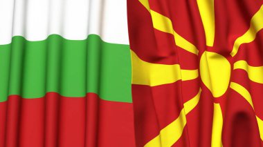 Gerçekçi kumaş dokusuna sahip BLGARIA ve MACEDONIA bayrakları