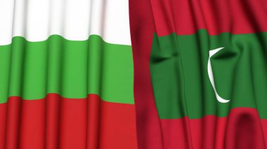 Bülbül ve Maldivler 'in gerçekçi kumaş dokusuna sahip bayrakları