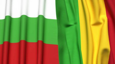 Gerçekçi kumaş dokusuna sahip BLGARIA ve MALI bayrakları