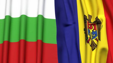 Gerçekçi kumaş dokusuna sahip BLGARIA ve MOLDOVA bayrakları