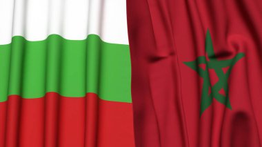 Gerçekçi kumaş dokusuna sahip BLGARIA ve MoroCCO bayrakları