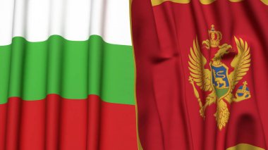 BLGARIA ve MonteneGRO bayrakları gerçekçi kumaş dokusuyla