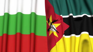 Bayraklar BÜLGARYA ve MOZAMBIQUE Gerçekçi kumaş dokusuna sahip