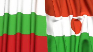 Gerçekçi kumaş dokusuna sahip BLGARIA ve NIGER bayrakları