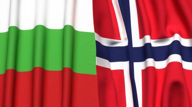 Gerçekçi kumaş dokusuna sahip BLGARIA ve NORway bayrakları