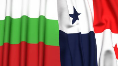 Gerçekçi kumaş dokusuna sahip BLGARIA ve Panama bayrakları