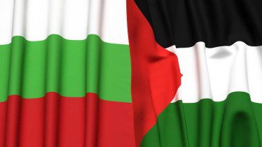 Gerçekçi kumaş dokusuna sahip BLGARIA ve Filistin 4k bayrağı