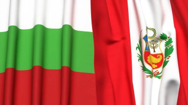 Gerçekçi kumaş desenli BLGARIA ve Peru bayrakları