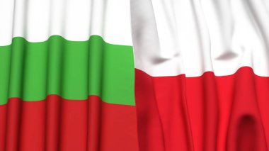 Gerçekçi kumaş dokusuna sahip BLGARIA ve POLAND bayrakları