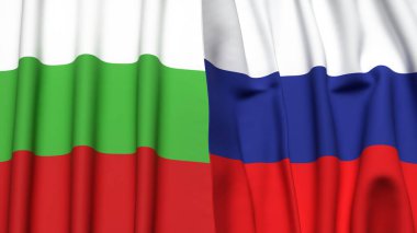 Gerçekçi kumaş dokusuna sahip BLGARIA ve RUSSIA bayrakları