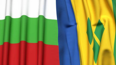 BLGARIA Bayrakları ve gerçekçi kumaş dokusuna sahip Aziz Venedik