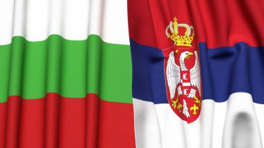 Gerçekçi kumaş dokusuna sahip BLGARIA ve SERBIA bayrakları