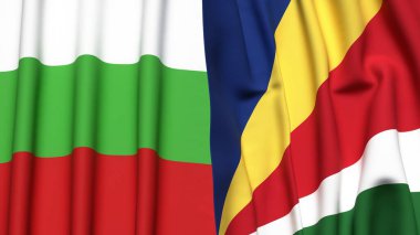 Bülbül ve SEYCHELLES bayrakları gerçekçi kumaş dokusuyla