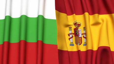 Gerçekçi kumaş dokusuna sahip BLGARIA ve İSPIN bayrakları