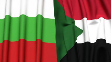 Gerçekçi kumaş dokusuna sahip BLGARIA ve SUDAN bayrakları