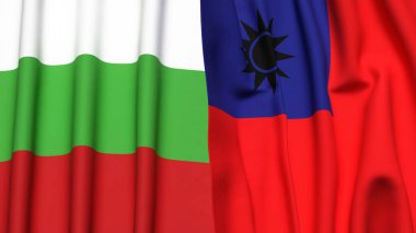 Gerçekçi kumaş desenli BLGARIA ve Tayvan bayrakları