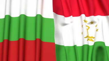 Bülbül ve TAJIKISTAN bayrakları gerçekçi kumaş dokusuna sahip