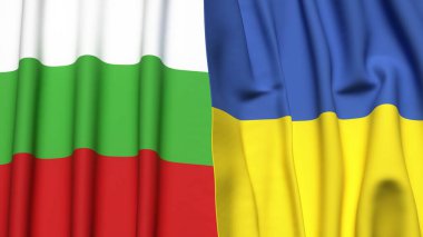 Gerçekçi kumaş dokusuna sahip BLGARIA ve UKRAINE bayrakları