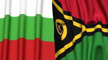 Gerçekçi kumaş dokusuna sahip BLGARIA ve VANUATU bayrakları