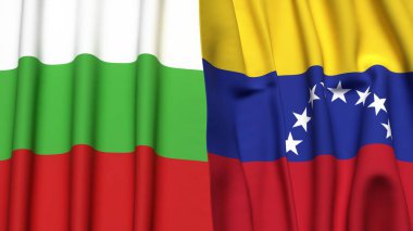 Gerçek kumaş dokusuna sahip BLGARIA ve Venezuela bayrakları