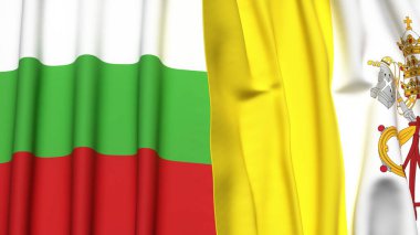 Gerçekçi kumaş dokusuna sahip BLGARIA ve VATİKAN bayrakları