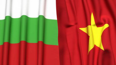 Gerçekçi kumaş dokusuna sahip BLGARIA ve VİETNAM bayrakları