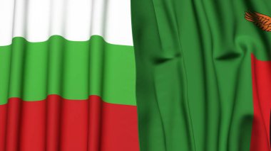 Gerçekçi kumaş dokusuna sahip Bülbül ve ZAMBIA bayrakları