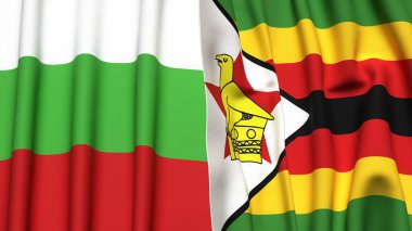Gerçekçi kumaş dokusuna sahip BLGARIA ve ZIMBABWE bayrakları
