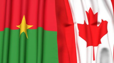 Gerçekçi kumaş dokusuna sahip BURKINA-FASSO ve CANADA bayrakları