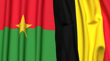 BURKINA-FASSO ve Çad 'ın gerçekçi kumaş dokusuna sahip bayrakları