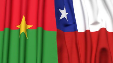 BURKINA-FASSO ve Şili bayrakları gerçekçi kumaş dokusuyla