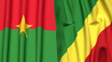 BURKINA-FASSO ve CONGO R bayrakları gerçekçi kumaş dokusuyla