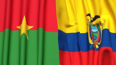 BURKINA-FASSO ve Ekvador 'un gerçekçi kumaş dokusuyla bayrakları