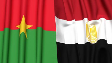 BURKINA-FASSO ve gerçekçi kumaş dokusuna sahip EGYPT bayrakları