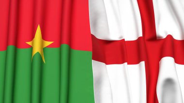BURKINA-FASSO ve İngiltere 'nin gerçekçi kumaş dokusuyla bayrakları