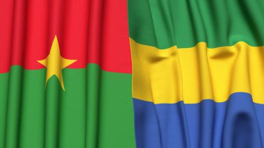Gerçekçi kumaş desenli BURKINA-FASSO ve GABON bayrakları