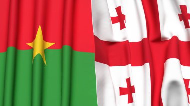 Gerçekçi kumaş dokusuna sahip Burkina-FASSO ve GEORGIA bayrakları