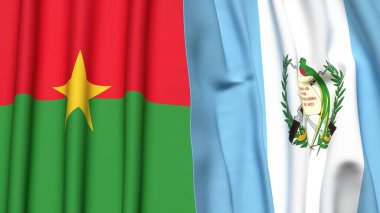 Burkina-FASSO bayrakları ve gerçekçi kumaş dokusuna sahip GUATEMALA