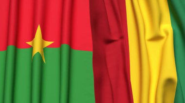 Gerçekçi kumaş dokusuna sahip Burkina-FASSO ve Guinea bayrakları