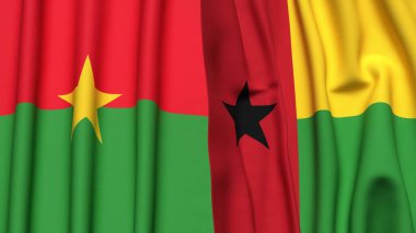 Bayraklar BURKINA-FASSO ve GİNEA-BISSAU gerçekçi kumaş dokusuyla