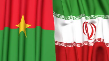 Gerçekçi kumaş dokusuna sahip BURKINA-FASSO ve İranlıların bayrakları