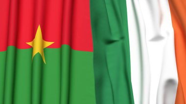 Gerçekçi kumaş dokusuna sahip BURKINA-FASSO ve IRELAND bayrakları